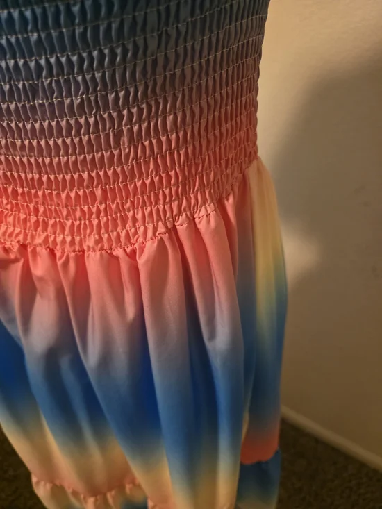 SHEIN Pastel Rainbow Off-Shoulder Maxi Dress - Picture 9 of 15